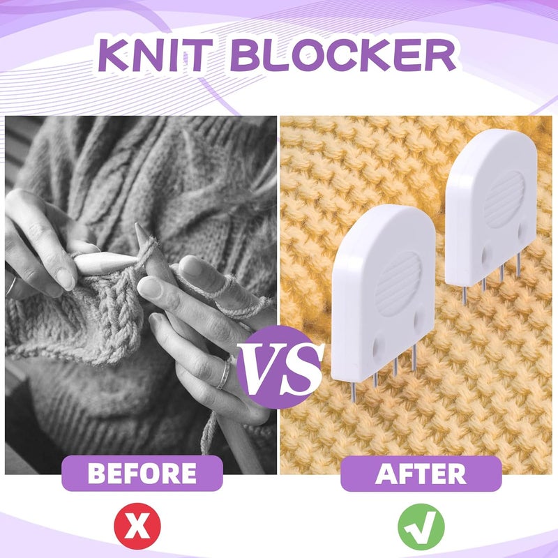 Opstin 2 Boxes Knit Blocking Pins Kit for Knitting & Crochet Projects, Knit Blockers, Blocking Combs,Knitting Block Pins for Blocking Mats, Crochet Blocking Pin - Image 4